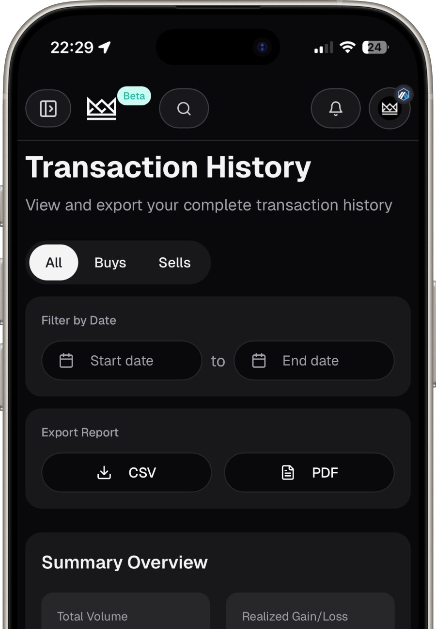 Transaction History Screenshot